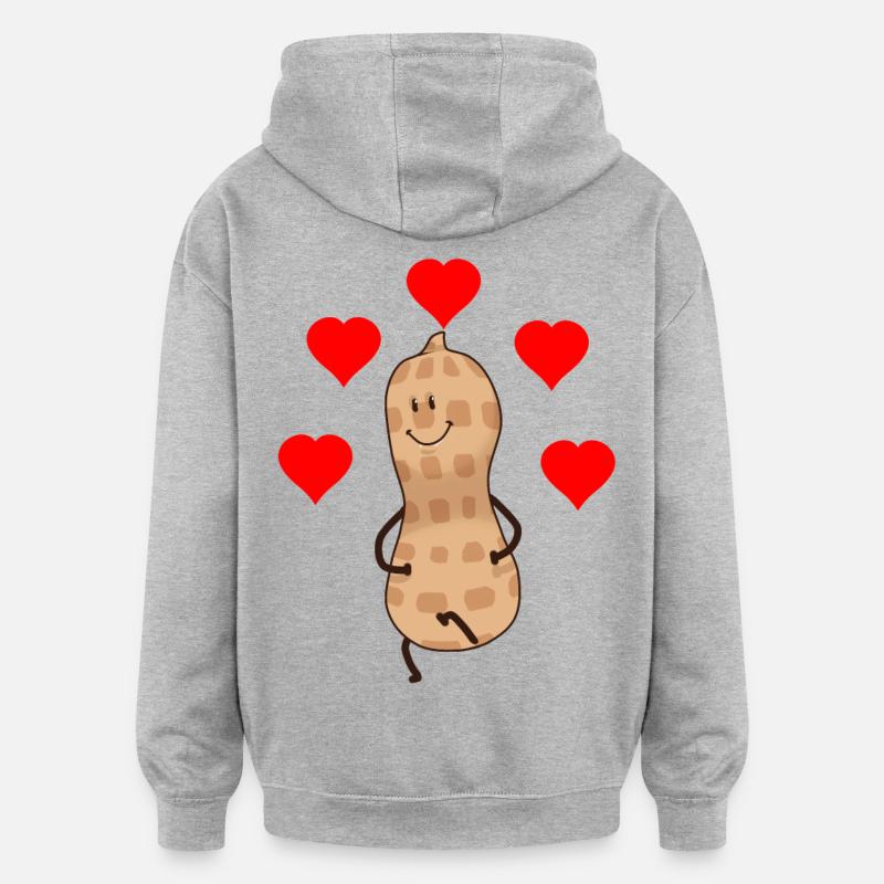 Herzlich Erdnuss Nuss Geschenkidee Valentin - Oversized Unisex Hoodie - Grau meliert