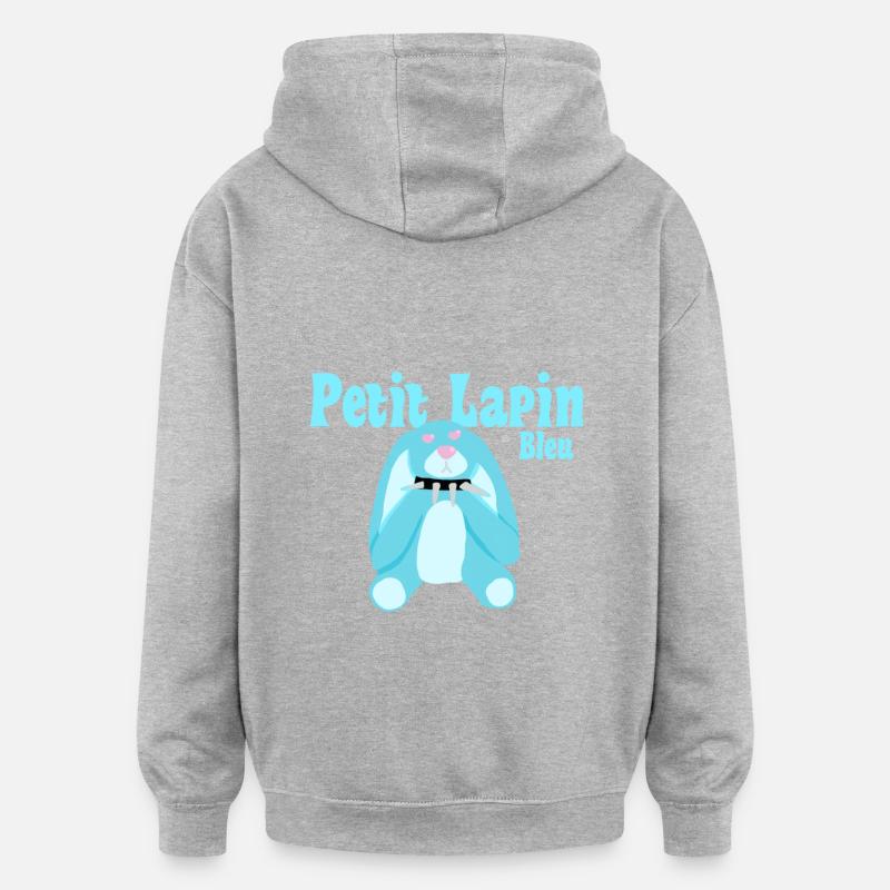 Lapin Punk - Sweat à capuche oversize unisexe - gris chiné