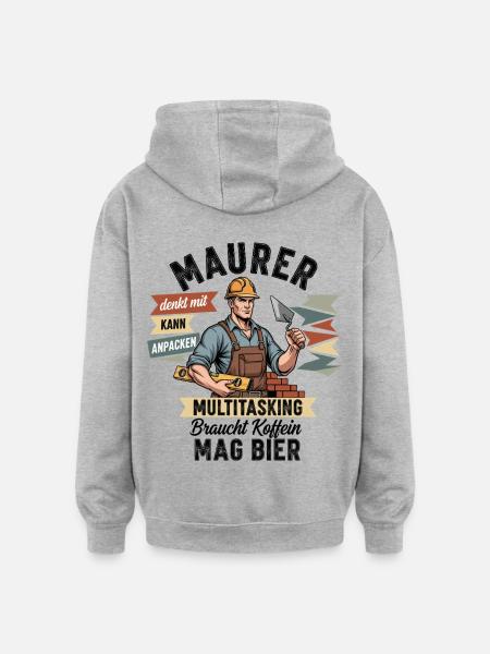 Le maçon - Sweat à capuche oversize unisexe - gris chiné