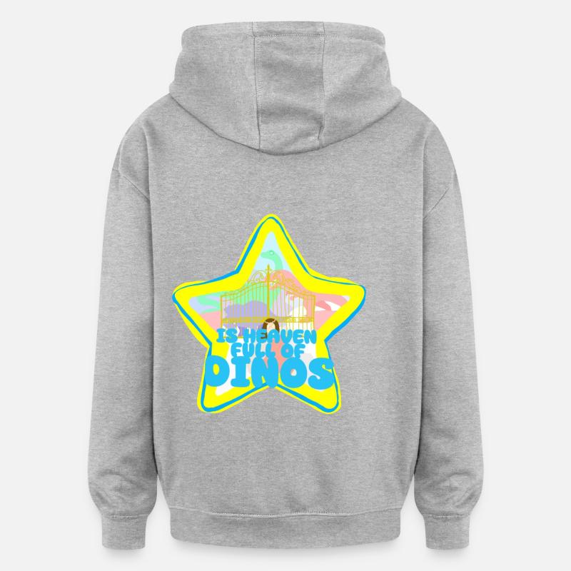 Dinosaurier-Paradies - Oversized Unisex Hoodie - Grau meliert