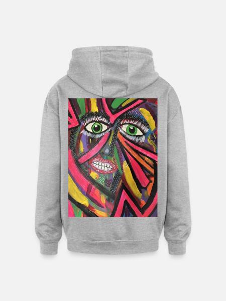 Luminous Portrait Mosaic - Oversized Unisex Hoodie - heather grey