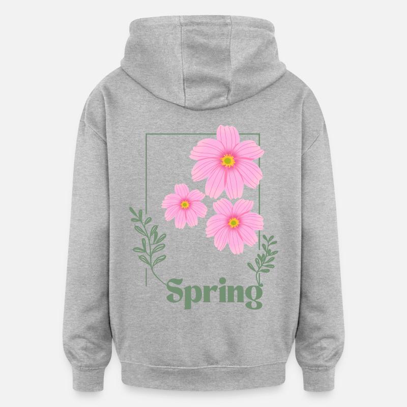 Spring Blumen Design Rosa - Oversized Unisex Hoodie - Grau meliert
