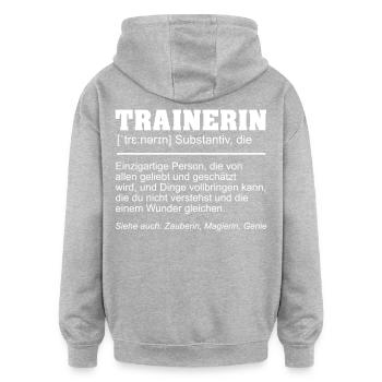 Trainerin Definition - Oversized Unisex Hoodie - Grau meliert - Hinten - Noah (186cm)