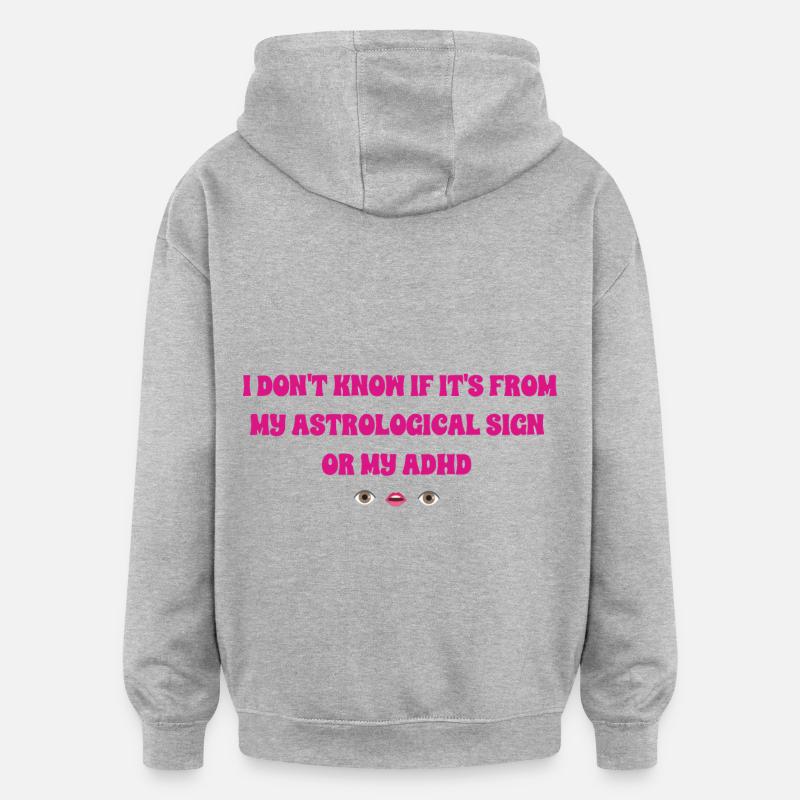 Astro ADHD girly - Sweat à capuche oversize unisexe - gris chiné