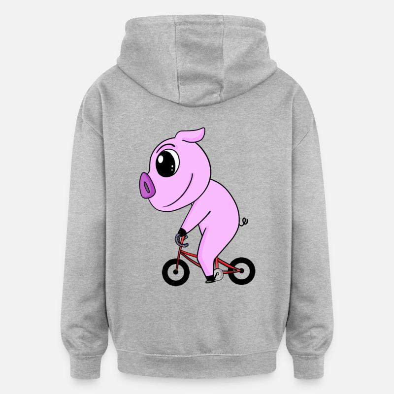 Vélo cochon - Sweat à capuche oversize unisexe - gris chiné