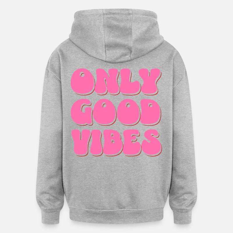 Ondes positives – Bonne énergie - Sweat à capuche oversize unisexe - gris chiné