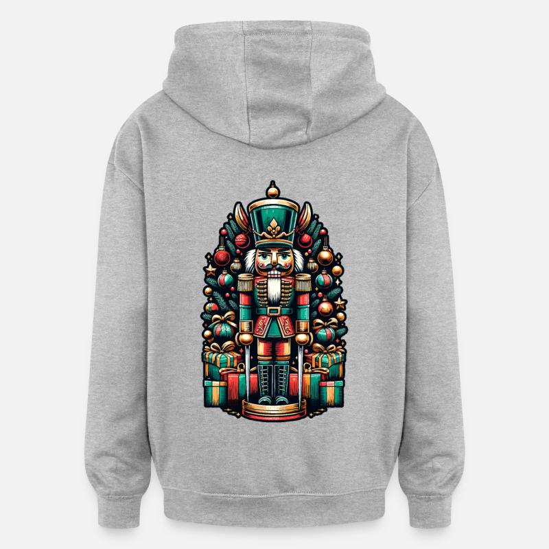 Weihnachtlicher Nussknacker Mit Geschenken - Oversized Unisex Hoodie - Grau meliert