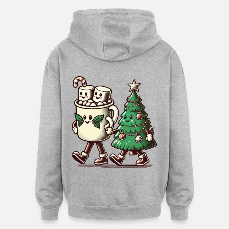 Joyeux Noël Style Rétro - Sweat à capuche oversize unisexe - gris chiné