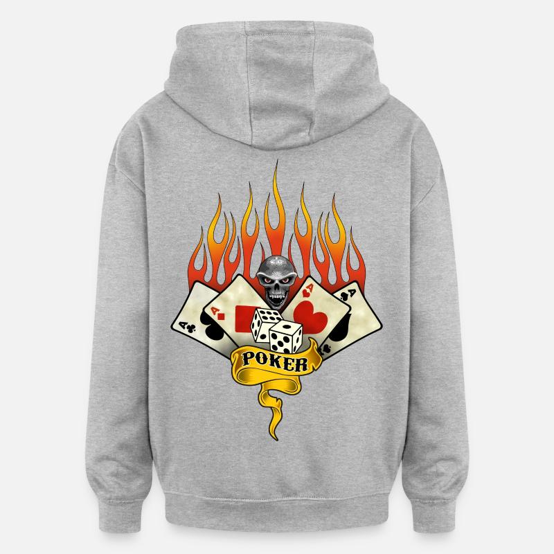 poker team design 2 - Sweat à capuche oversize unisexe - gris chiné