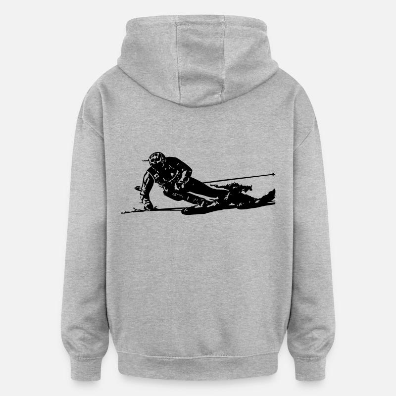 Skieur 3 - Sweat à capuche oversize unisexe - gris chiné