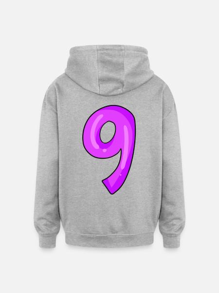 Numéro 9 - Sweat à capuche oversize unisexe - gris chiné