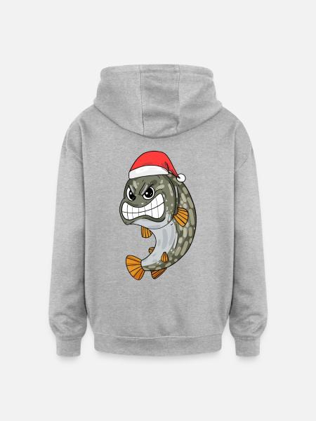 Pike Fish Christmas - Oversized Unisex Hoodie - heather grey