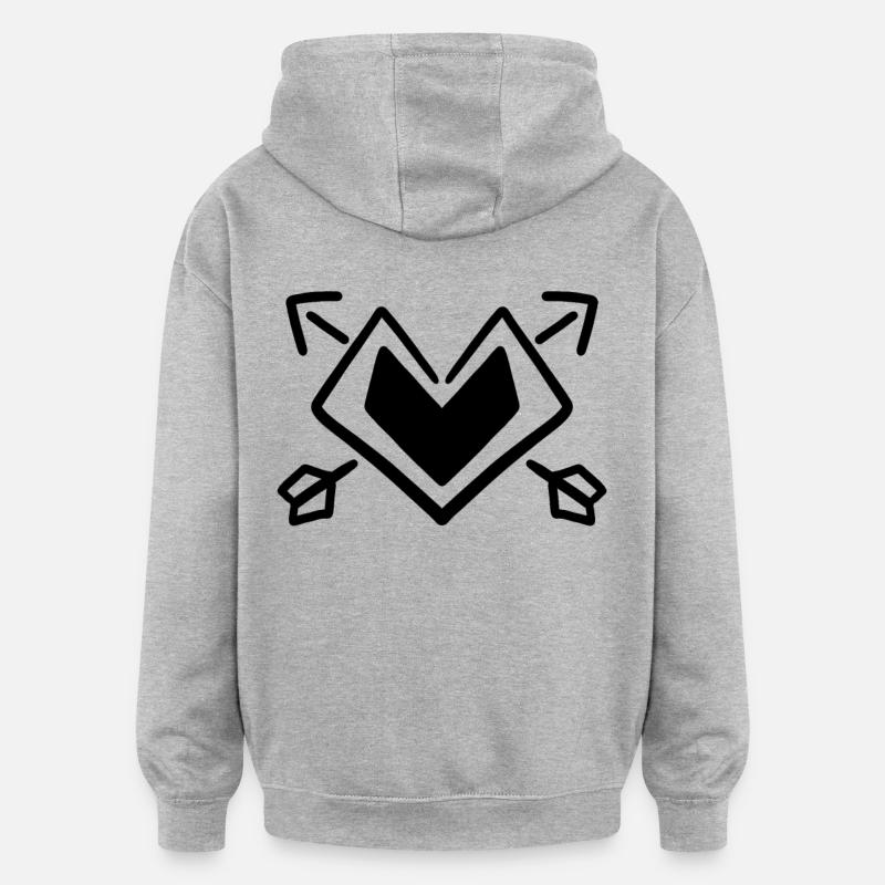 Flèche de cœur - Sweat à capuche oversize unisexe - gris chiné