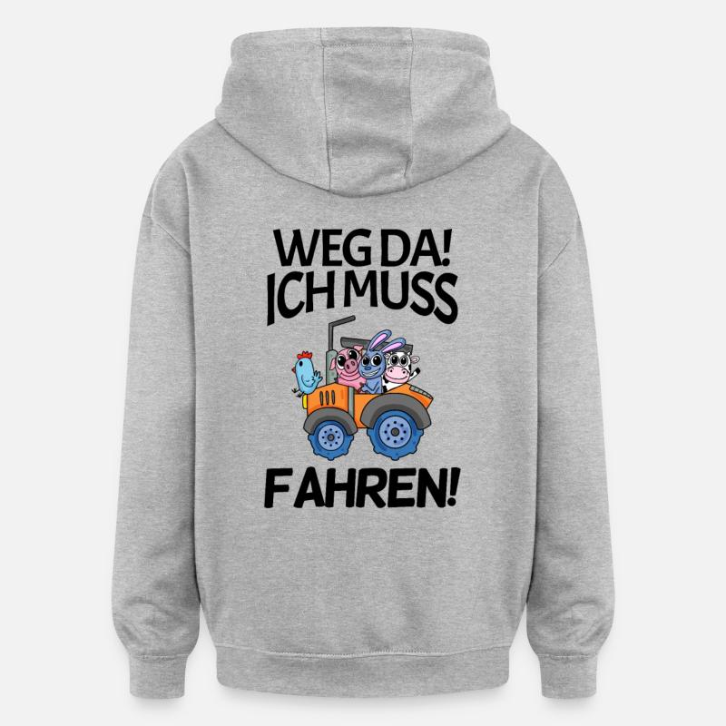Traktor Trecker Spruch - Oversized Unisex Hoodie - Grau meliert