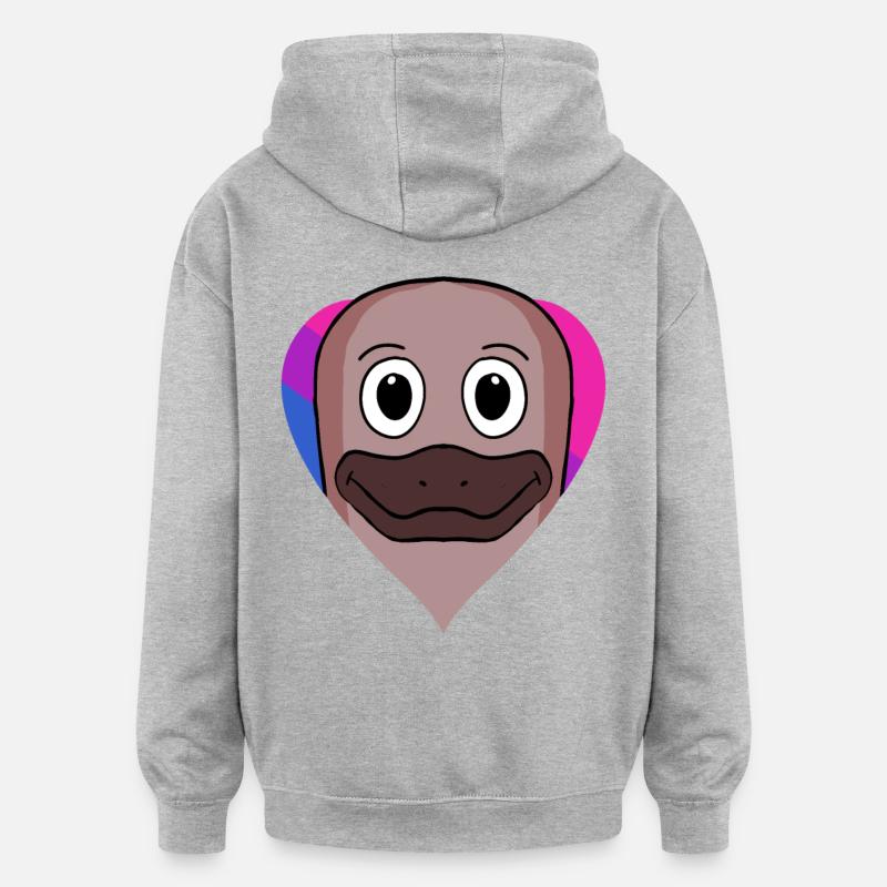 Bisexual Platypus Gift - Oversized Unisex Hoodie - heather grey