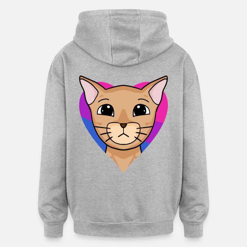 Cadeau de chat abyssinique bisexuel - Sweat à capuche oversize unisexe - gris chiné