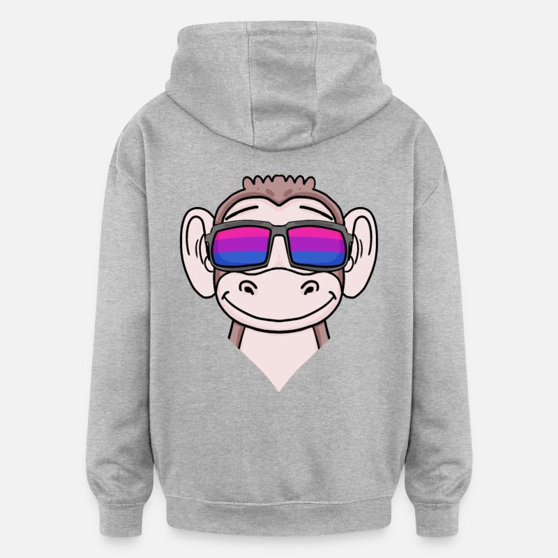 Bisexual Monkey Gift - Oversized Unisex Hoodie - heather grey