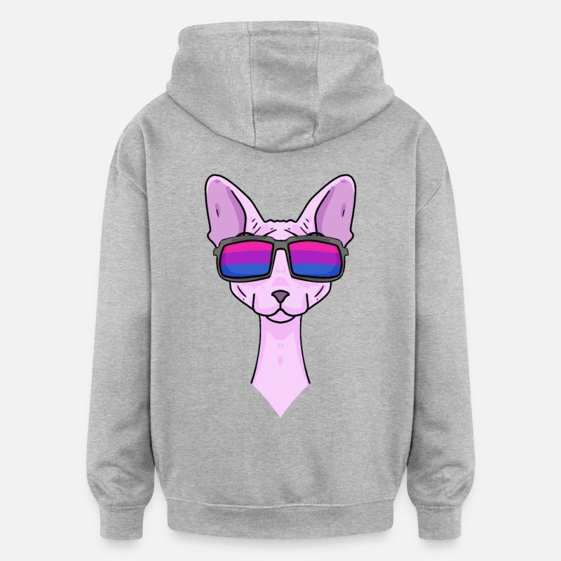 Cadeau bisexuel Sphynx Cat - Sweat à capuche oversize unisexe - gris chiné