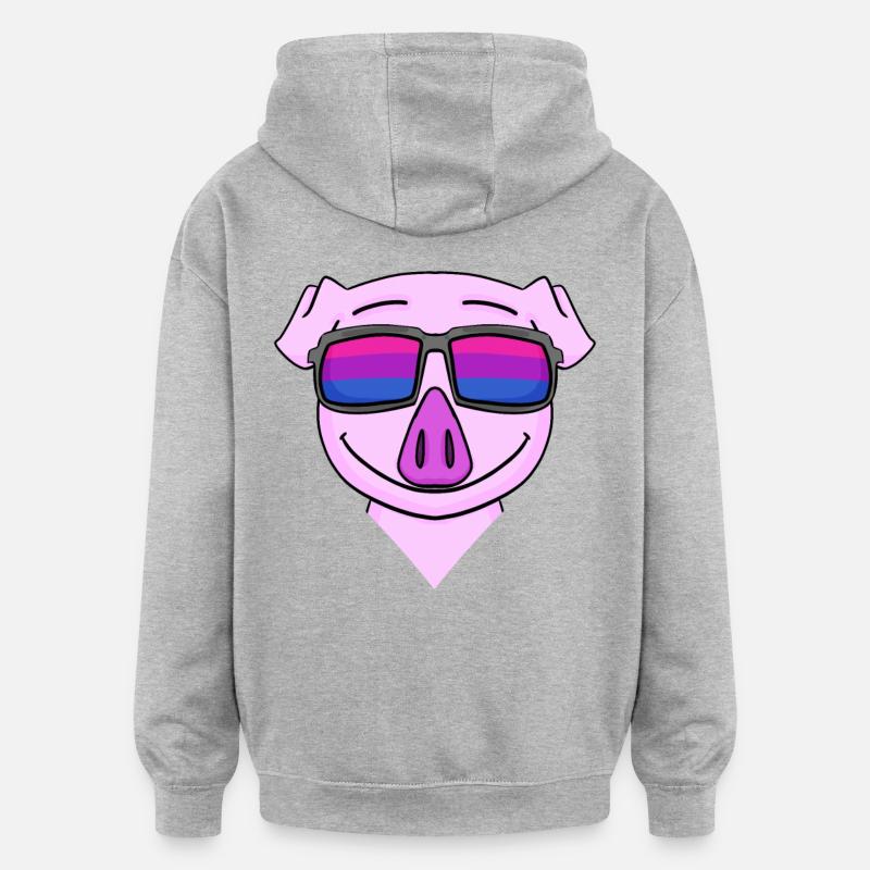 Bisexuell Schwein Geschenk - Oversized Unisex Hoodie - Grau meliert