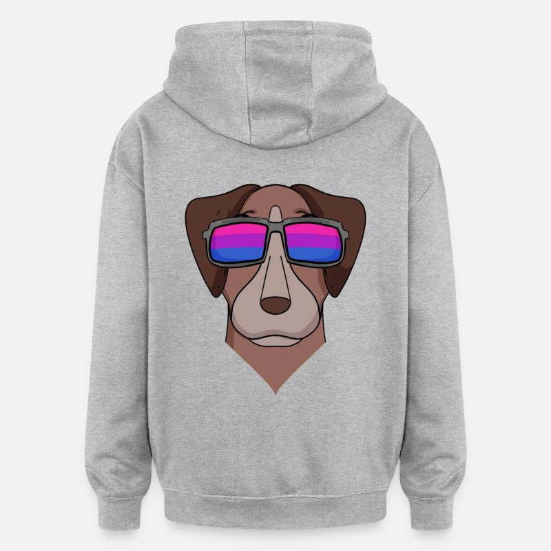 Bisexual Pointer Dog Gift - Oversized Unisex Hoodie - heather grey