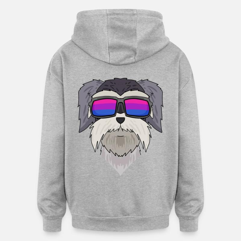 Cadeau bisexuel Schnauzer Dog - Sweat à capuche oversize unisexe - gris chiné