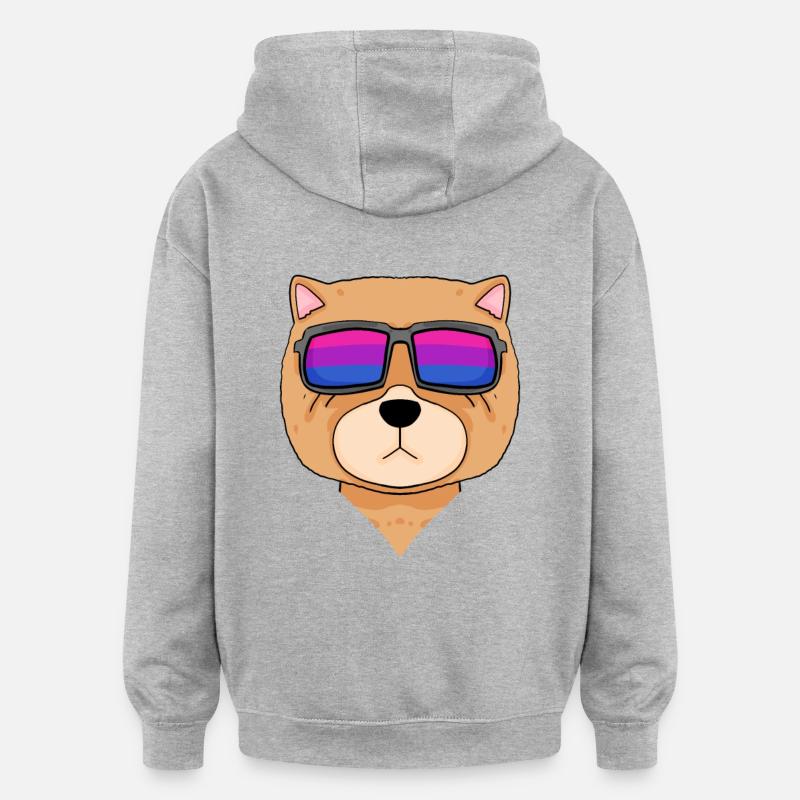 Cadeau bisexuel Chow Chow Dog - Sweat à capuche oversize unisexe - gris chiné