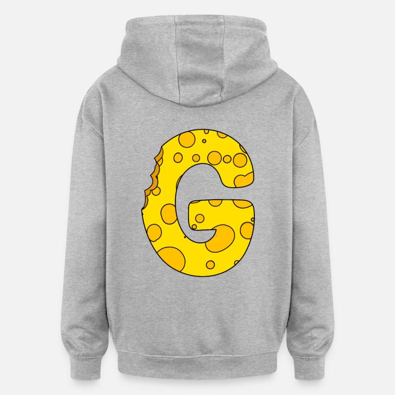 Lettre G - Sweat à capuche oversize unisexe - gris chiné