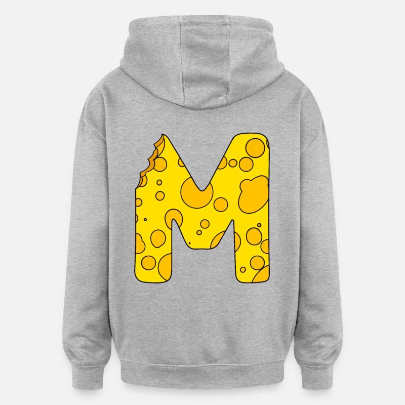 Buchstabe M - Oversized Unisex Hoodie - Grau meliert