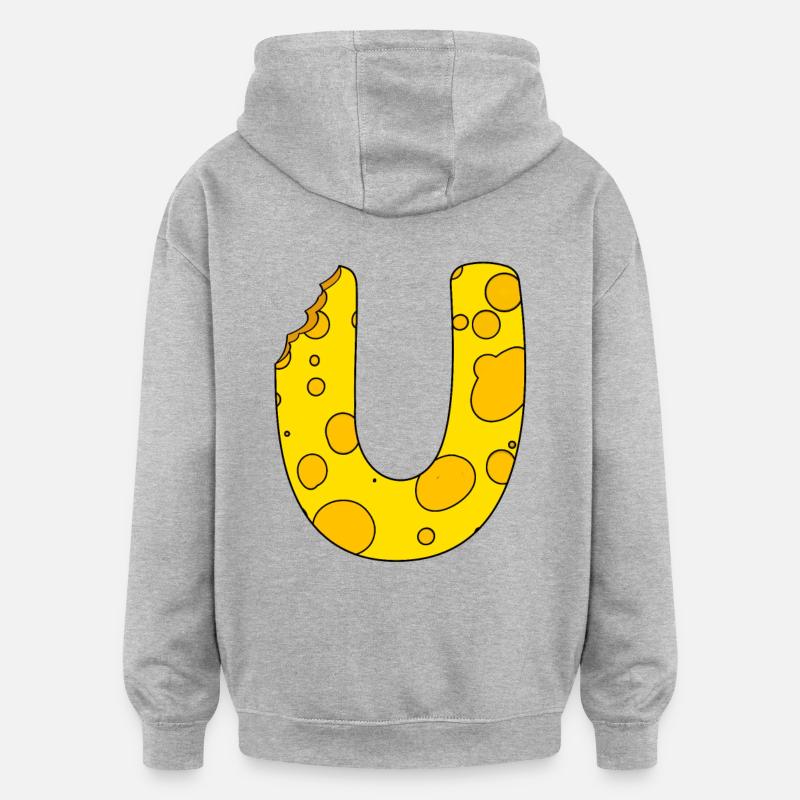 Buchstabe U - Oversized Unisex Hoodie - Grau meliert