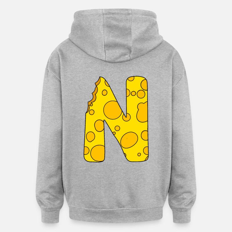 Buchstabe N - Oversized Unisex Hoodie - Grau meliert
