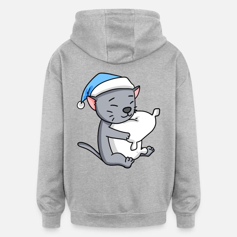 Chat race korat - Sweat à capuche oversize unisexe - gris chiné
