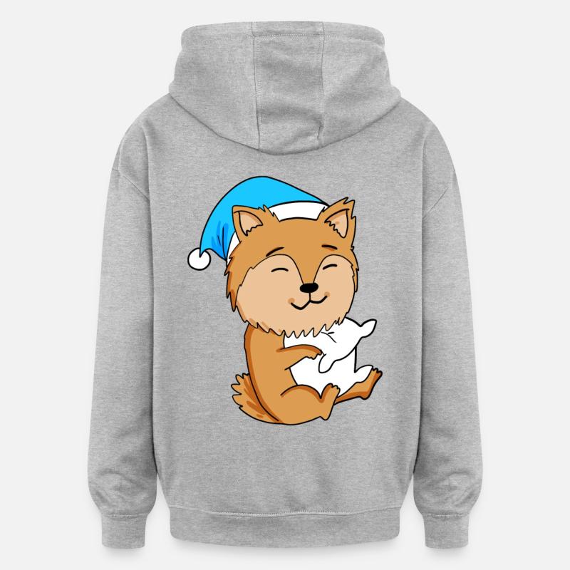 Chien de race Zwergspitz - Sweat à capuche oversize unisexe - gris chiné