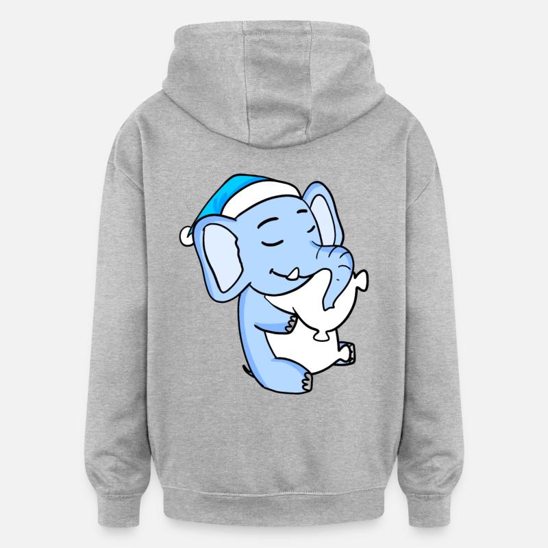 Bébé éléphant - Sweat à capuche oversize unisexe - gris chiné
