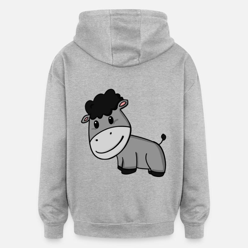 Âne - Sweat à capuche oversize unisexe - gris chiné