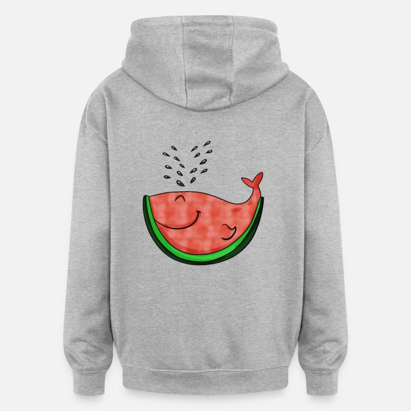 Cadeau baleine à pastèque - Sweat à capuche oversize unisexe - gris chiné