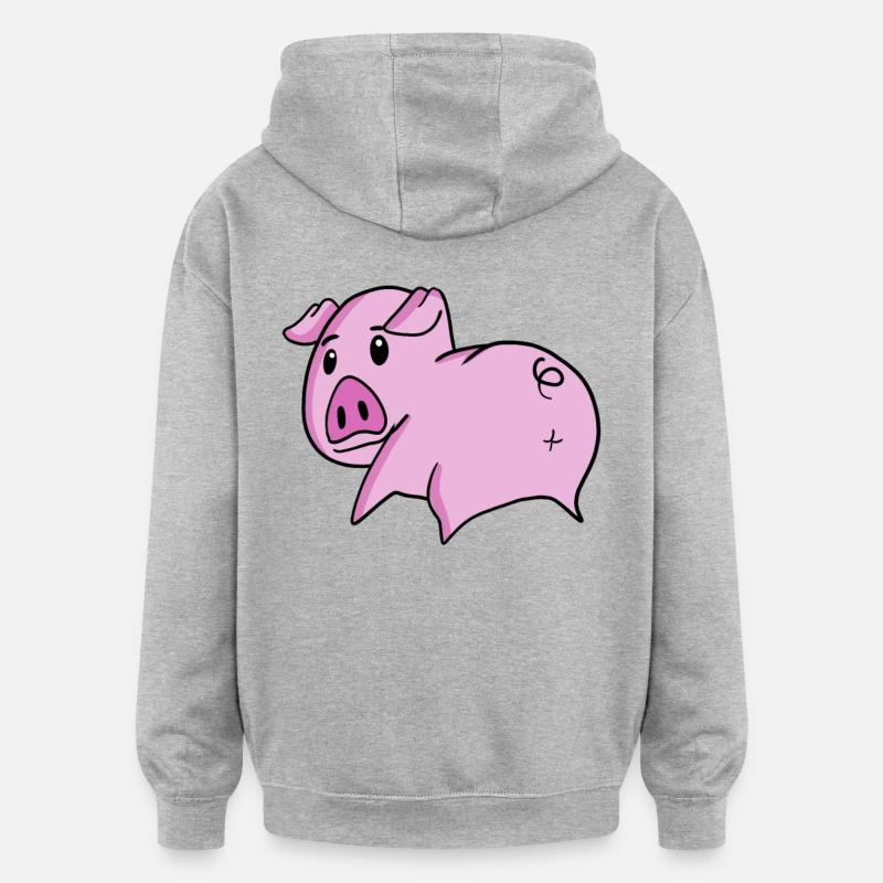 Pig Ass - Pig Butt - Sweat à capuche oversize unisexe - gris chiné