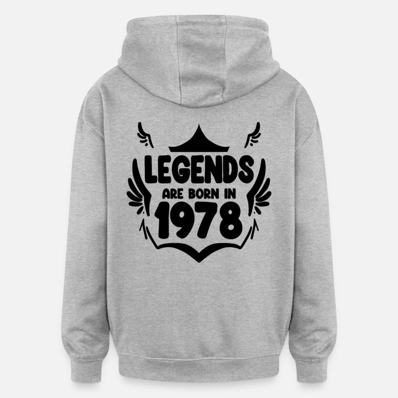 1978 - Né en 1978 - Sweat à capuche oversize unisexe - gris chiné