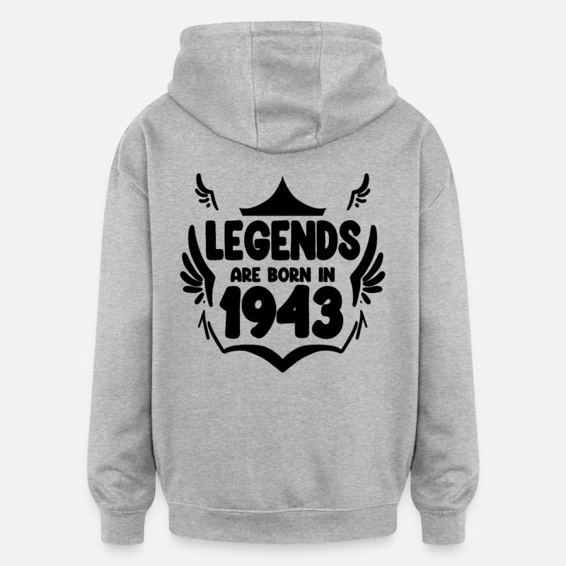 1943 - Né en 1943 - Sweat à capuche oversize unisexe - gris chiné