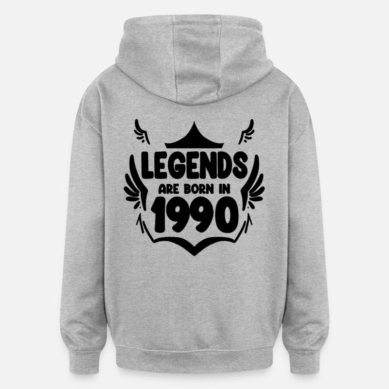 1990 - Né en 1990 - Sweat à capuche oversize unisexe - gris chiné