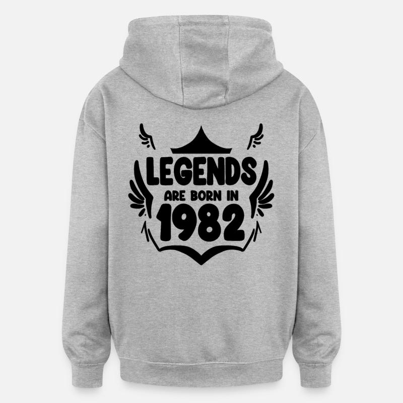 1982 - Né en 1982 - Sweat à capuche oversize unisexe - gris chiné