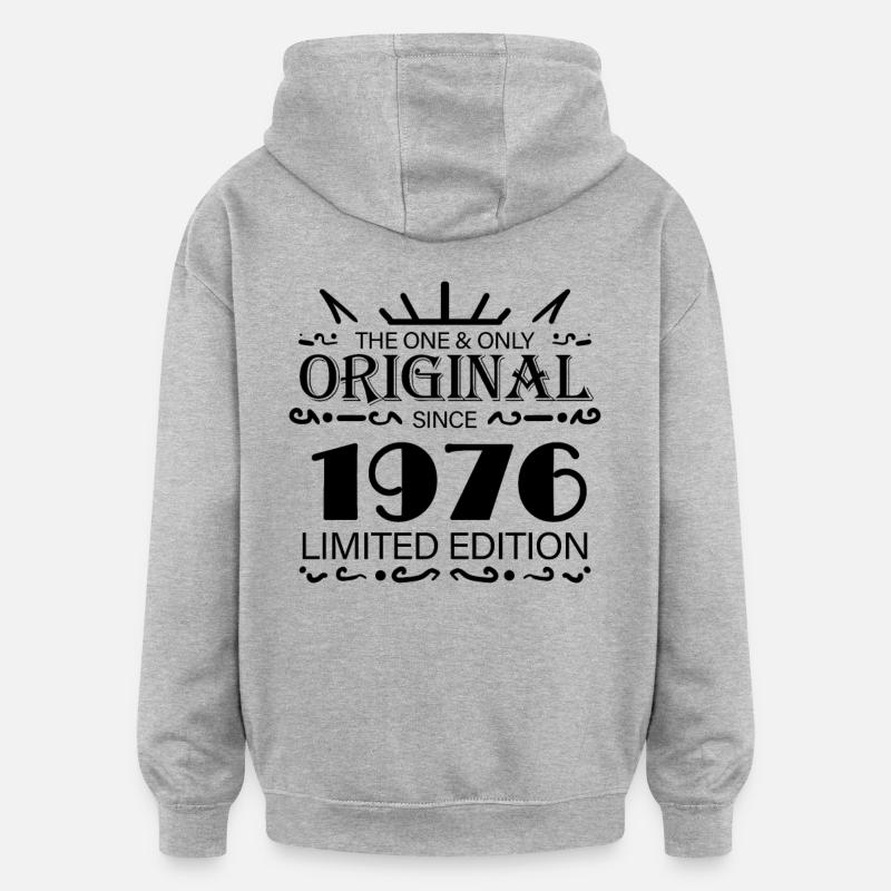 Né en 1976 - Sweat à capuche oversize unisexe - gris chiné