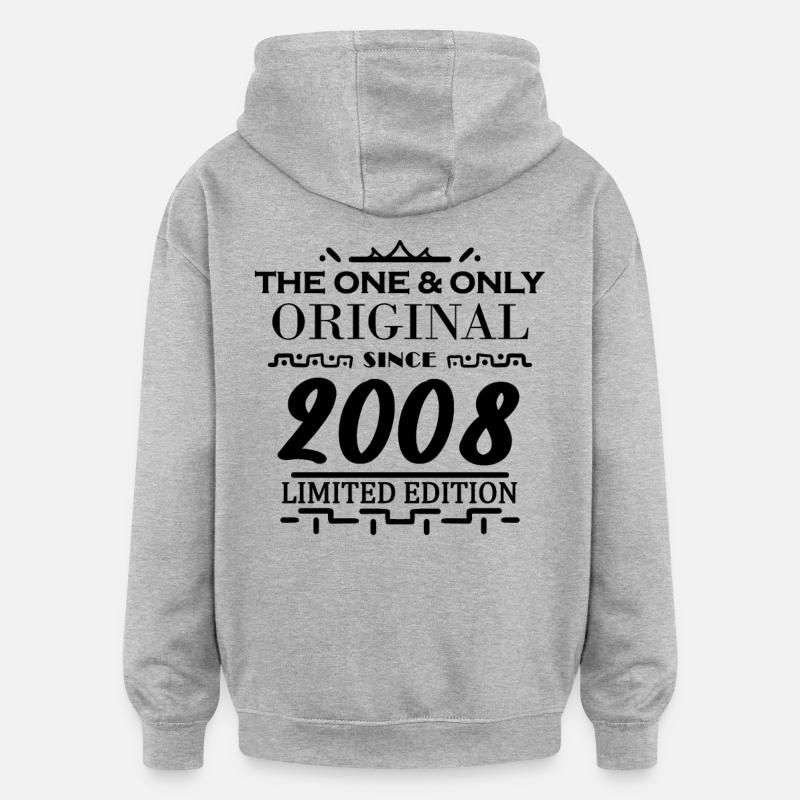 2008 - Année de construction 2008 - Sweat à capuche oversize unisexe - gris chiné