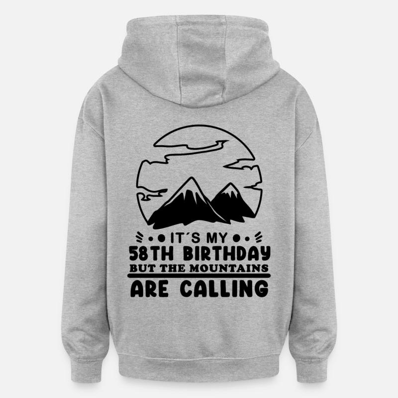 Vandrende 58-års turgåer 58 år - Oversized unisex-hettegenser - gråmelert