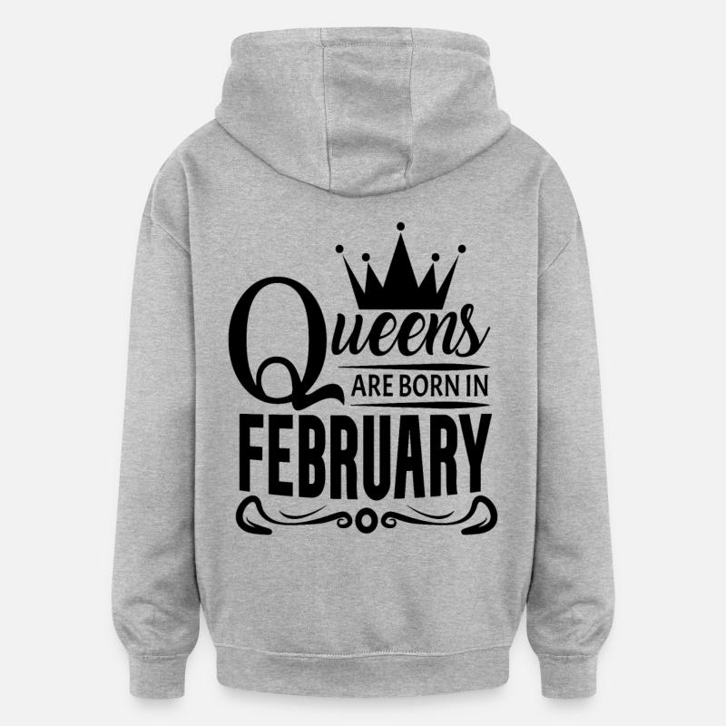 Mois de naissance février - Sweat à capuche oversize unisexe - gris chiné