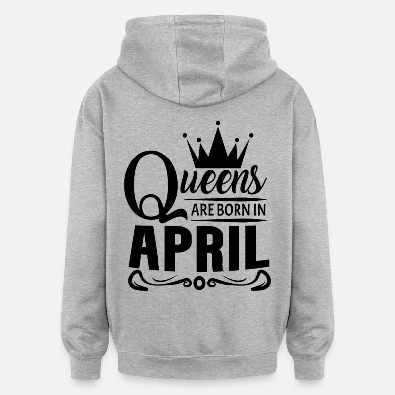 Mois de naissance avril - Sweat à capuche oversize unisexe - gris chiné