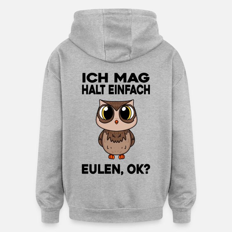 Eule - Oversized Unisex Hoodie - Grau meliert