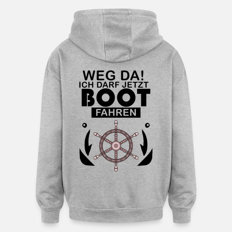 Bootsführerschein Motorboot Geschenk - Oversized Unisex Hoodie - Grau meliert