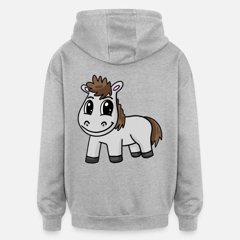 Pferd - Oversized Unisex Hoodie - Grau meliert