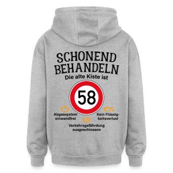 58. Geburtstag Schonend Behandeln 58 Alte Kiste 58 - Oversized Unisex Hoodie - Grau meliert - Hinten - Noah (186cm)