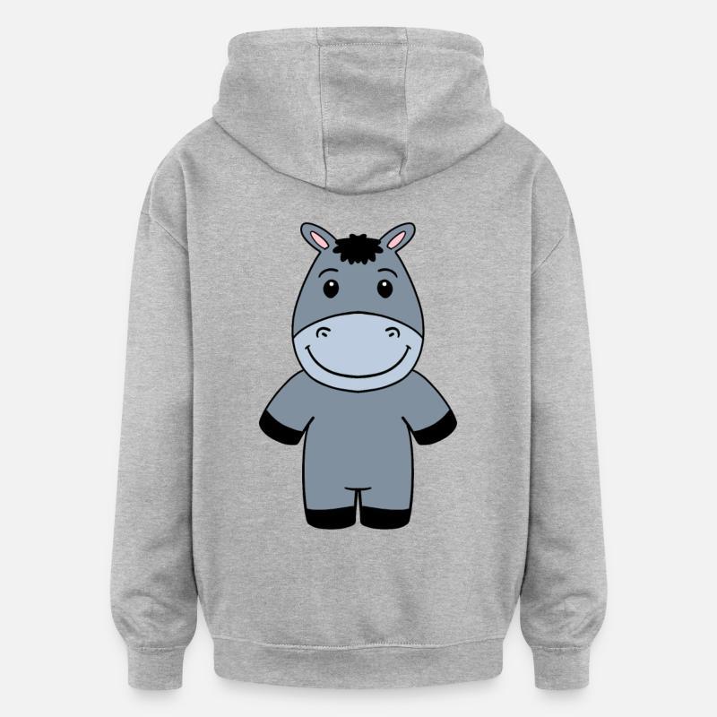 Âne - Sweat à capuche oversize unisexe - gris chiné